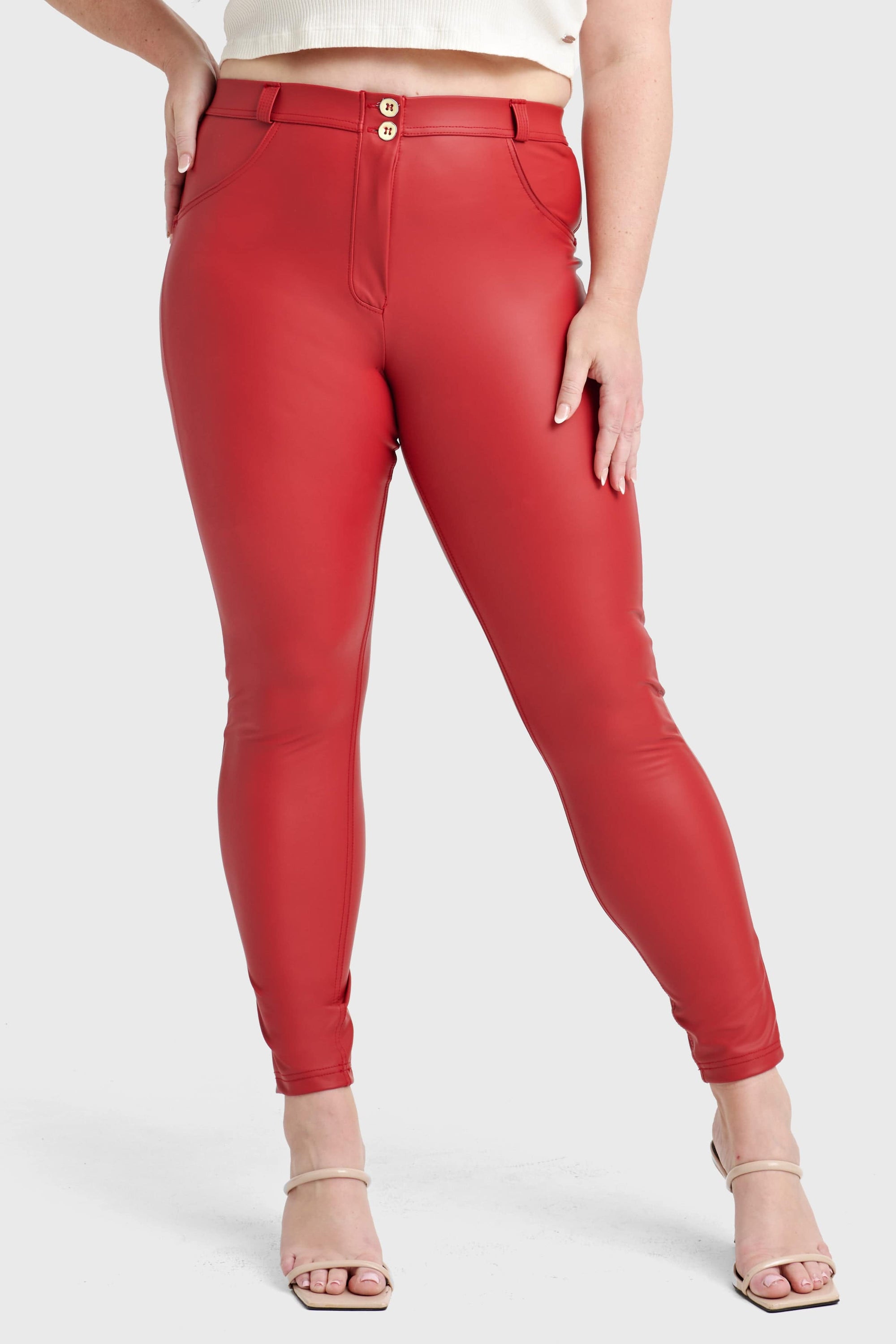 WR.UP® Curvy Faux Leather - High Waisted - Full Length - Red 5