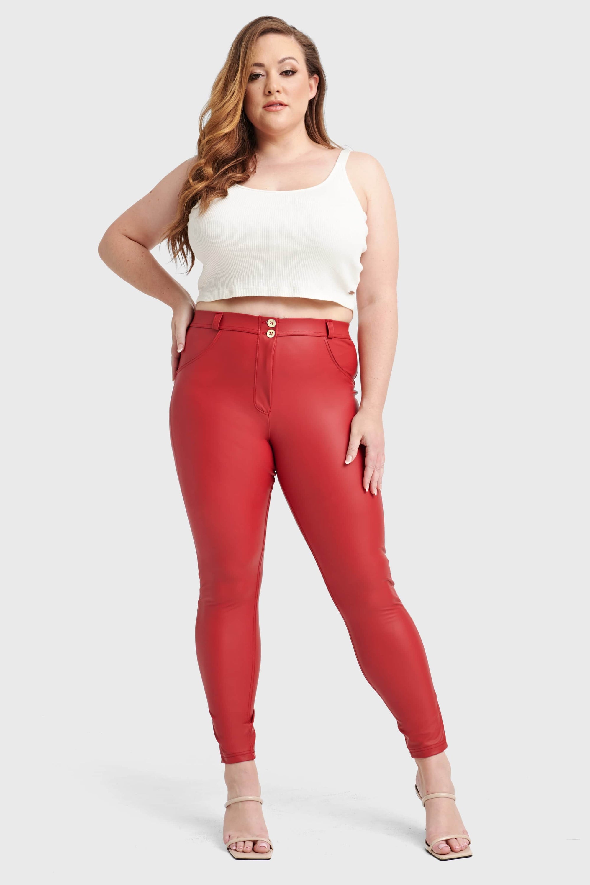 WR.UP® Curvy Faux Leather - High Waisted - Full Length - Red 2