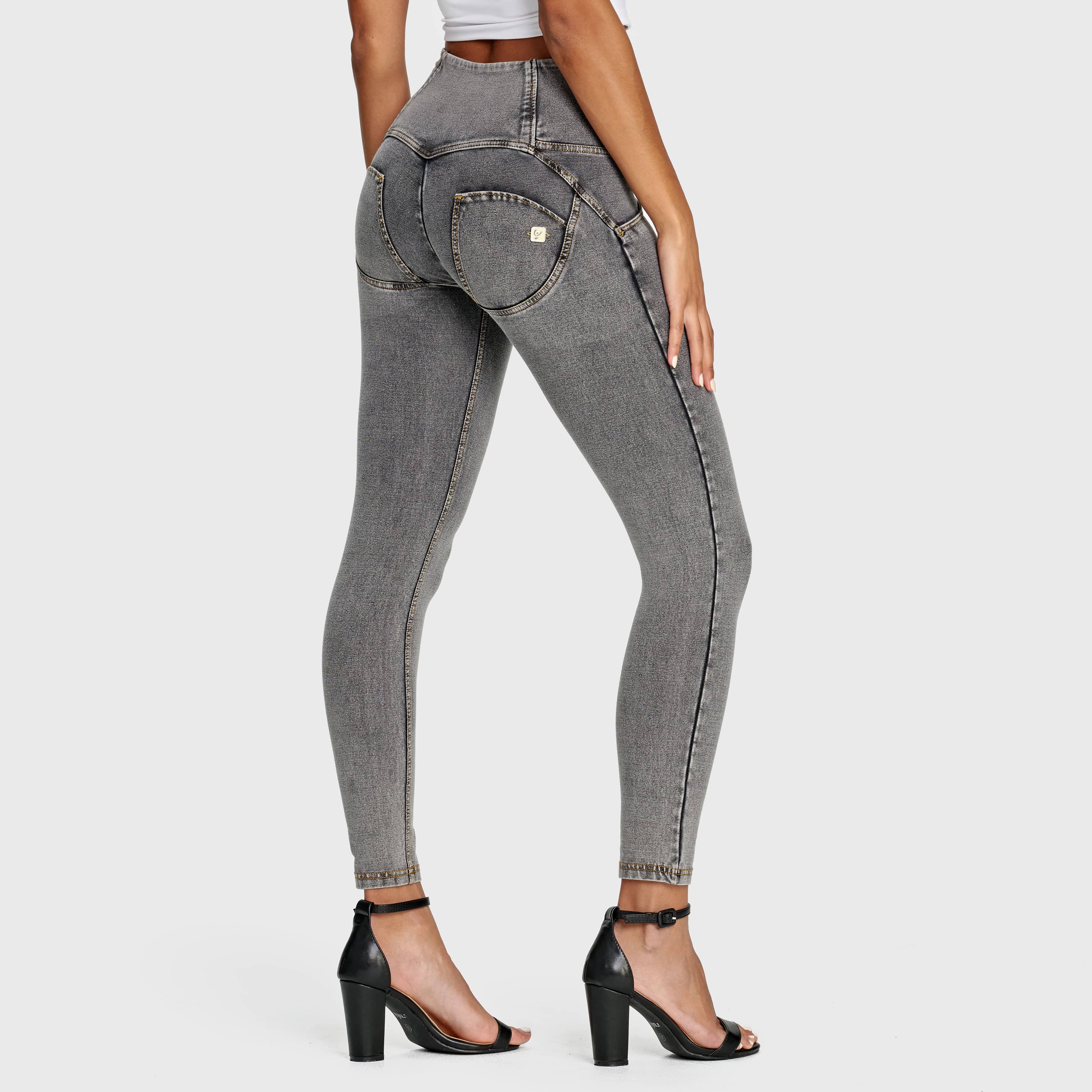 WR.UP® Denim - 3 Button High Waisted - Petite Length - Grey + Yellow Stitching 2