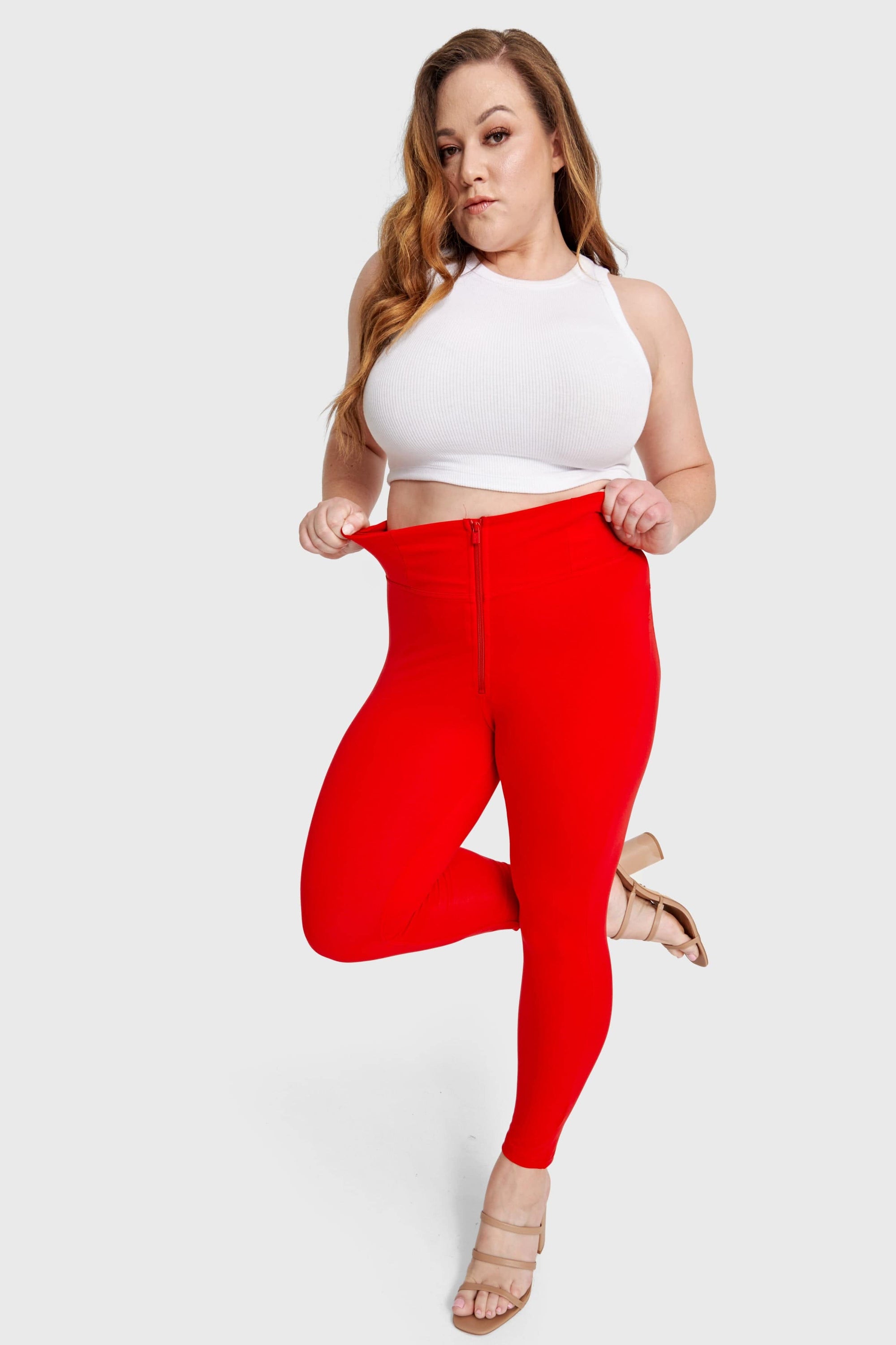 WR.UP® Curvy Fashion - Cintura alta con cremallera - 7/8 de largo - Rojo 6