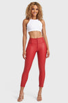 WR.UP® Faux Leather - High Waisted - 7/8 Length - Red 7