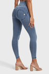 WR.UP® Denim With Front Pockets - Super High Waisted - Petite Length - Light Blue + Blue Stitching 2