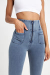 WR.UP® Denim With Front Pockets - Super High Waisted - Petite Length - Light Blue + Blue Stitching 7