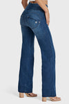 WR.UP® Snug Jeans - High Waisted - Flare - Dark Blue + Blue Stitching 1