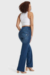 WR.UP® Snug Jeans - High Waisted - Flare - Dark Blue + Blue Stitching 2