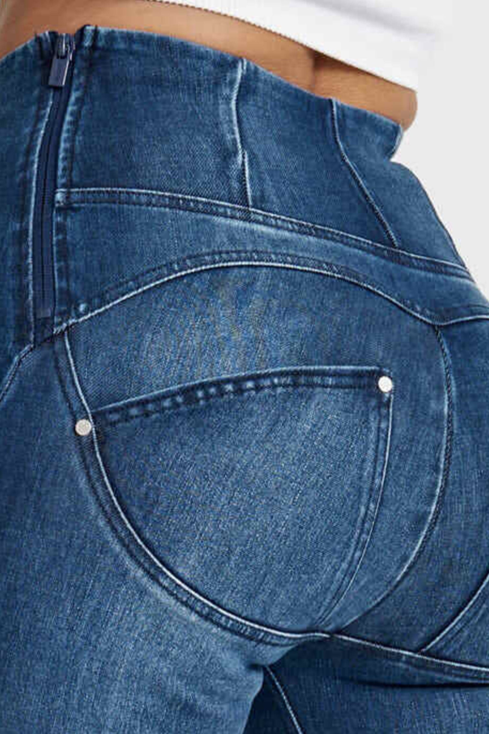 WR.UP® Snug Jeans - Cintura alta - Flare - Azul oscuro + Costuras azules 7
