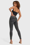 WR.UP® Snug Jeans - High Waisted - Full Length - Washed Black + Black Stitching 9