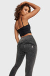 WR.UP® Snug Jeans - High Waisted - Full Length - Washed Black + Black Stitching 5
