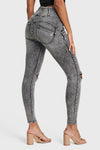 WR.UP® Snug Ripped Jeans - High Waisted - Full Length - Grey Stonewash + Grey Stitching 8