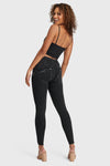 WR.UP® Snug Ripped Jeans - Cintura alta - Largo completo - Negro revestido + Costuras negras  7