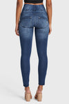 Jeans desgastados WR.UP® Snug - Cintura alta - Largo completo - Azul oscuro + Costuras azules  8