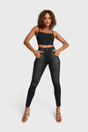 WR.UP® Snug Distressed Jeans - High Waisted - Full Length - Black + Black Stitching 4