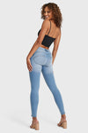 Jeans ajustados WR.UP® - Tiro medio - Largo completo - Azul claro + Costuras amarillas  10