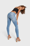 Jeans ajustados WR.UP® - Tiro medio - Largo completo - Azul claro + Costuras amarillas  7