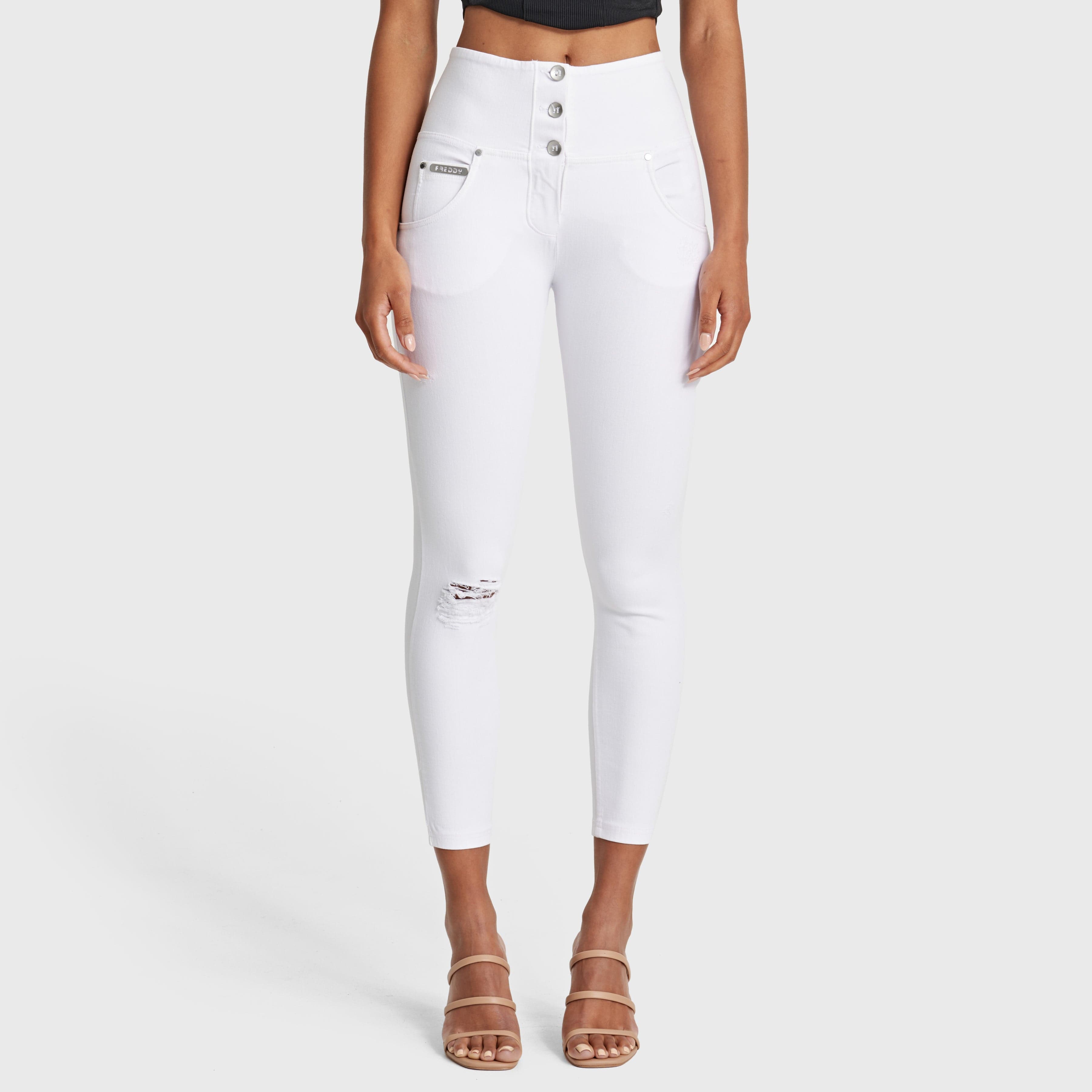 WR.UP® Snug Distressed Jeans - High Waisted - 7/8 Length - White 1