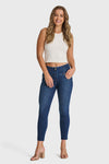 WR.UP® Snug Jeans - High Waisted - 7/8 Length - Dark Blue + Blue Stitching 2