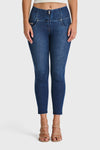 WR.UP® Snug Jeans - High Waisted - 7/8 Length - Dark Blue + Blue Stitching 6