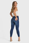 WR.UP® Snug Jeans - High Waisted - 7/8 Length - Dark Blue + Blue Stitching 1