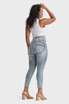 WR.UP® Snug Curvy Ripped Jeans - High Waisted - 7/8 Length - Blue Stonewash + Yellow Stitching 4