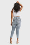 WR.UP® Snug Curvy Ripped Jeans - High Waisted - 7/8 Length - Blue Stonewash + Yellow Stitching 7