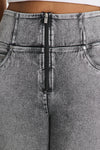 WR.UP® Snug Curvy Ripped Jeans - High Waisted - 7/8 Length - Grey Stonewash + Grey Stitching 8