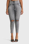 WR.UP® Snug Curvy Ripped Jeans - High Waisted - 7/8 Length - Grey Stonewash + Grey Stitching 5