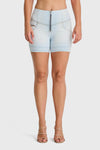 WR.UP® Snug Jeans - High Waisted - Shorts - Baby Blue + Yellow Stitching 5