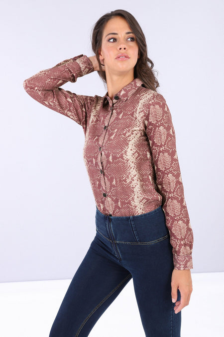 Blouse Shirt Bodysuit - Python Pink 5