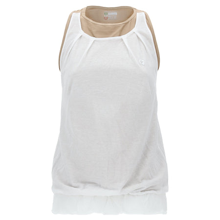 Camiseta sin mangas MII - Blanco + Beige 1