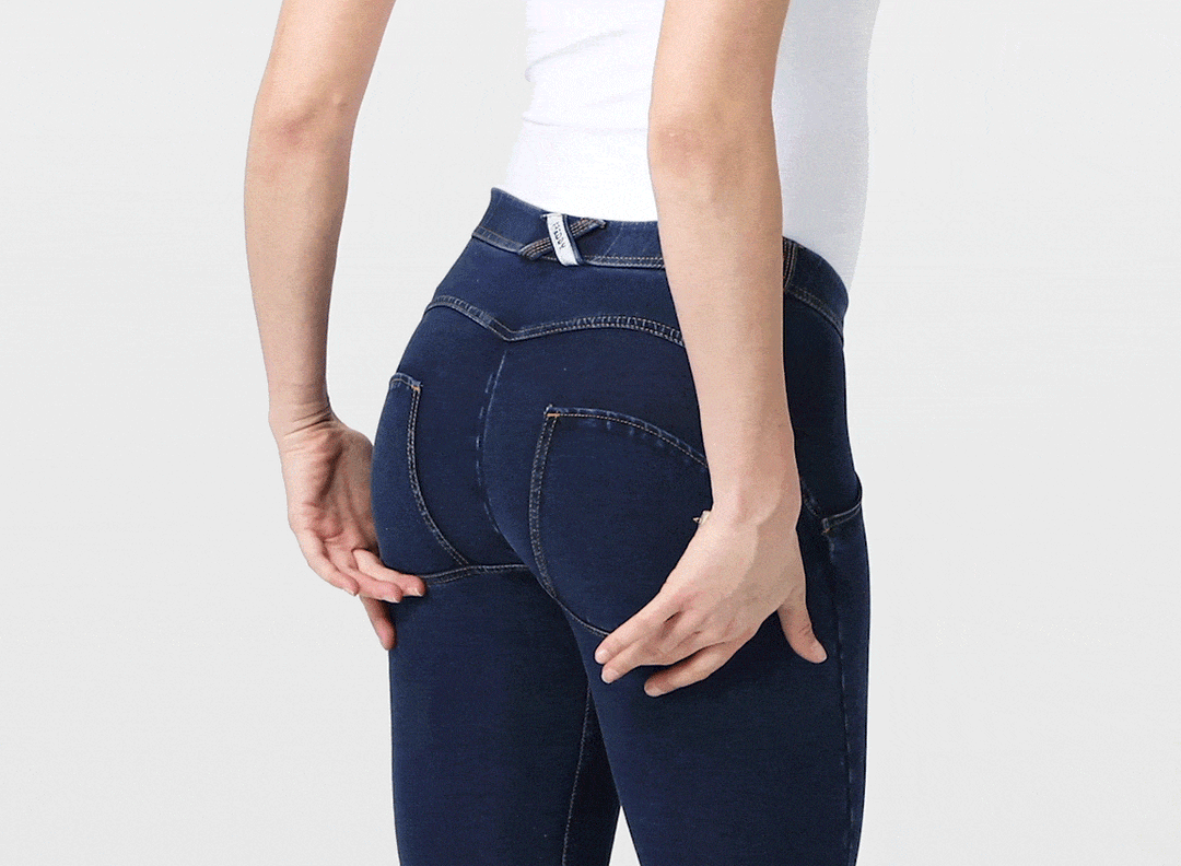 WR.UP® Denim - High Waisted - Full Length - Grey + Yellow Stitching